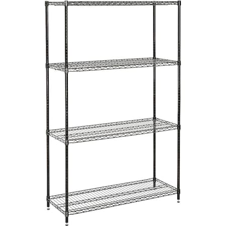 Nexel Medium Duty Wire Shelving Unit, Black Epoxy, 48W x 24D x 74H 244874BK
